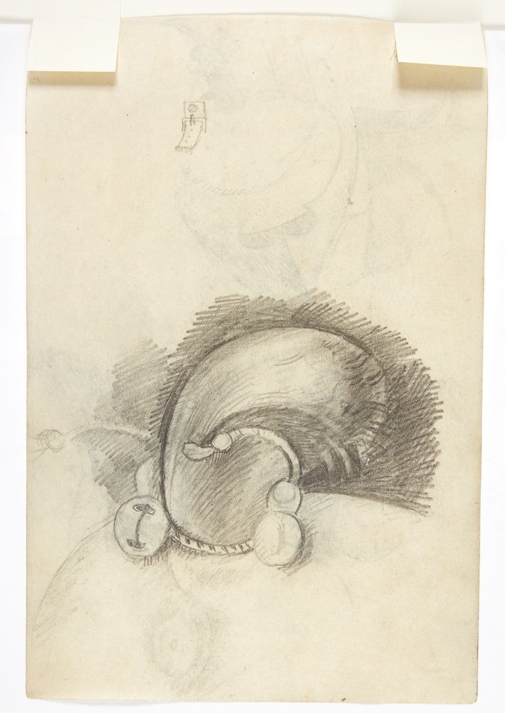 Rustningsdele, spænde. Kompositionsskitse til P. Uccellos "La Battaglia", William Scharff, 1901-1959